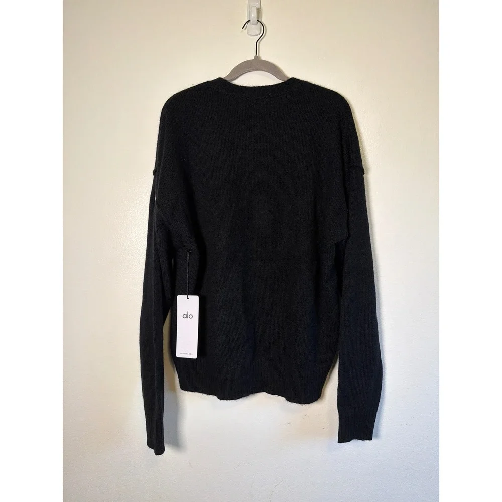 NEW Alo Yoga New Class Wool Cashmere Crewneck Sweater Black U3045R Small Luxury